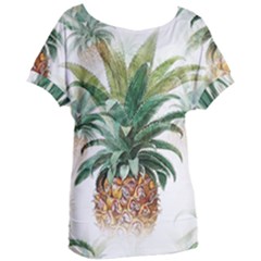 Pineapple Pattern Background Seamless Vintage Women s Oversized Tee