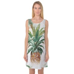 Pineapple Pattern Background Seamless Vintage Sleeveless Satin Nightdress