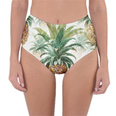 Pineapple Pattern Background Seamless Vintage Reversible High-Waist Bikini Bottoms