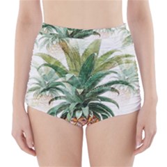 Pineapple Pattern Background Seamless Vintage High-Waisted Bikini Bottoms