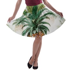 Pineapple Pattern Background Seamless Vintage A-line Skater Skirt