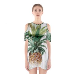 Pineapple Pattern Background Seamless Vintage Shoulder Cutout One Piece Dress