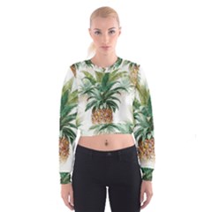 Pineapple Pattern Background Seamless Vintage Cropped Sweatshirt