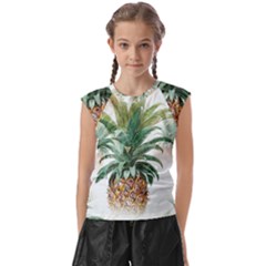 Pineapple Pattern Background Seamless Vintage Kids  Raglan Cap Sleeve Tee