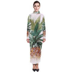 Pineapple Pattern Background Seamless Vintage Turtleneck Maxi Dress