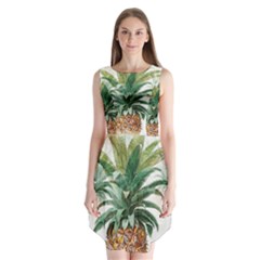 Pineapple Pattern Background Seamless Vintage Sleeveless Chiffon Dress  