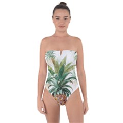 Pineapple Pattern Background Seamless Vintage Tie Back One Piece Swimsuit