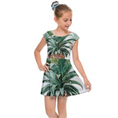 Pineapple Pattern Background Seamless Vintage Kids  Cap Sleeve Dress