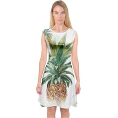 Pineapple Pattern Background Seamless Vintage Capsleeve Midi Dress