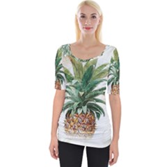 Pineapple Pattern Background Seamless Vintage Wide Neckline Tee