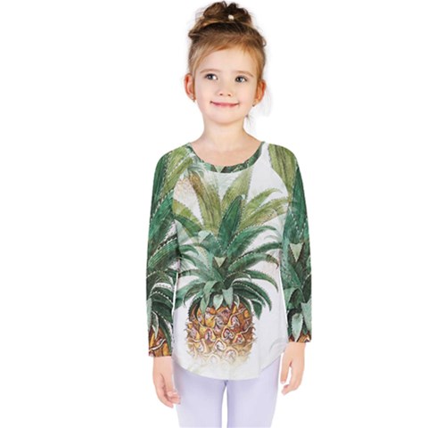 Pineapple Pattern Background Seamless Vintage Kids  Long Sleeve Tee by Wegoenart