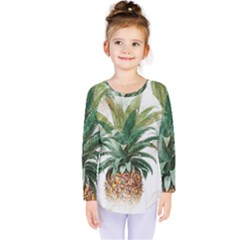 Pineapple Pattern Background Seamless Vintage Kids  Long Sleeve Tee