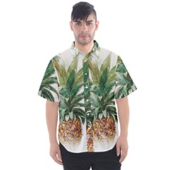 Pineapple Pattern Background Seamless Vintage Men s Short Sleeve Shirt