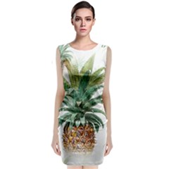 Pineapple Pattern Background Seamless Vintage Sleeveless Velvet Midi Dress
