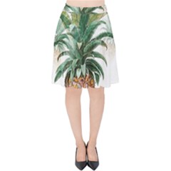 Pineapple Pattern Background Seamless Vintage Velvet High Waist Skirt