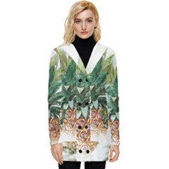 Pineapple Pattern Background Seamless Vintage Button Up Hooded Coat 