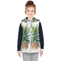 Pineapple Pattern Background Seamless Vintage Kids  Hooded Puffer Vest