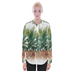 Pineapple Pattern Background Seamless Vintage Womens Long Sleeve Shirt