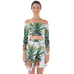 Pineapple Pattern Background Seamless Vintage Off Shoulder Top with Skirt Set