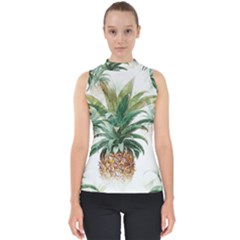 Pineapple Pattern Background Seamless Vintage Mock Neck Shell Top