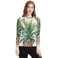 Pineapple Pattern Background Seamless Vintage Women s Long Sleeve Rash Guard