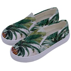 Pineapple Pattern Background Seamless Vintage Kids  Canvas Slip Ons