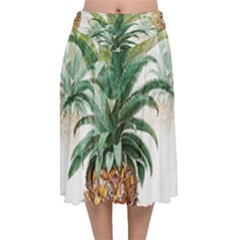 Pineapple Pattern Background Seamless Vintage Velvet Flared Midi Skirt