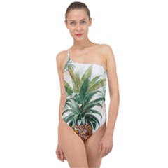 Pineapple Pattern Background Seamless Vintage Classic One Shoulder Swimsuit