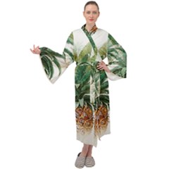 Pineapple Pattern Background Seamless Vintage Maxi Velour Kimono