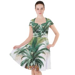 Pineapple Pattern Background Seamless Vintage Cap Sleeve Midi Dress