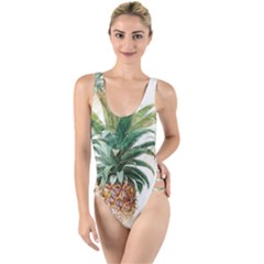 Pineapple Pattern Background Seamless Vintage High Leg Strappy Swimsuit