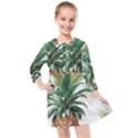 Pineapple Pattern Background Seamless Vintage Kids  Quarter Sleeve Shirt Dress View1