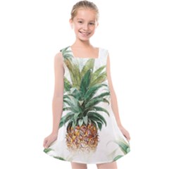 Pineapple Pattern Background Seamless Vintage Kids  Cross Back Dress