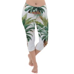 Pineapple Pattern Background Seamless Vintage Lightweight Velour Capri Yoga Leggings