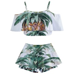 Pineapple Pattern Background Seamless Vintage Kids  Off Shoulder Skirt Bikini