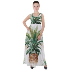 Pineapple Pattern Background Seamless Vintage Empire Waist Velour Maxi Dress