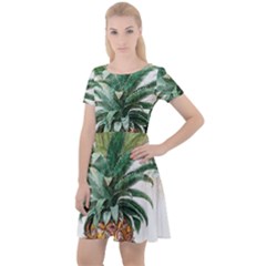 Pineapple Pattern Background Seamless Vintage Cap Sleeve Velour Dress 