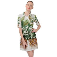 Pineapple Pattern Background Seamless Vintage Belted Shirt Dress