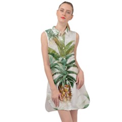 Pineapple Pattern Background Seamless Vintage Sleeveless Shirt Dress
