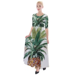 Pineapple Pattern Background Seamless Vintage Half Sleeves Maxi Dress