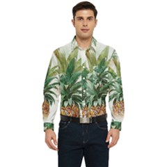 Pineapple Pattern Background Seamless Vintage Men s Long Sleeve Pocket Shirt 