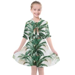 Pineapple Pattern Background Seamless Vintage Kids  All Frills Chiffon Dress