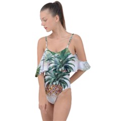 Pineapple Pattern Background Seamless Vintage Drape Piece Swimsuit