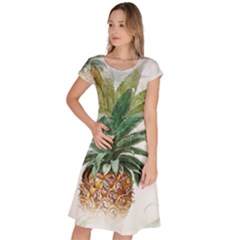 Pineapple Pattern Background Seamless Vintage Classic Short Sleeve Dress