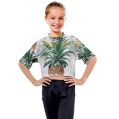 Pineapple Pattern Background Seamless Vintage Kids Mock Neck Tee