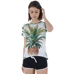 Pineapple Pattern Background Seamless Vintage Short Sleeve Foldover Tee