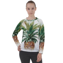 Pineapple Pattern Background Seamless Vintage Women s Long Sleeve Raglan Tee