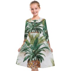 Pineapple Pattern Background Seamless Vintage Kids  Midi Sailor Dress