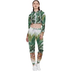 Pineapple Pattern Background Seamless Vintage Cropped Zip Up Lounge Set