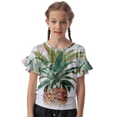 Pineapple Pattern Background Seamless Vintage Kids  Cut Out Flutter Sleeves